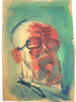 (П) Лукка Валерий Николаевич (г.р. 1945) - Автопортрет. 1997 г. Бумага, темпера. 31 х 22 см. ...