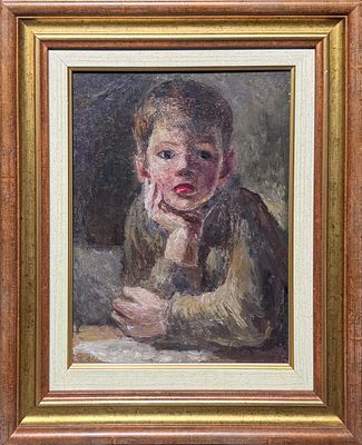 (М) Шевченко Александр Васильевич (1883-1948) - Портрет внука Гоши. 1940-е гг. Фанера, дерево, ...