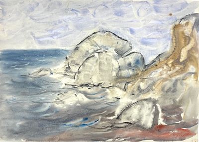 (П) Лукка Валерий Николаевич (г.р. 1945) Этюд. Море и камни. 1986 г.
