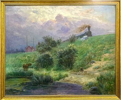 (М) *Пасс Израэль Абрамович (1868-после 1935) - Поезд в пути. 1911 г. Холст, масло. 95,6 х ...