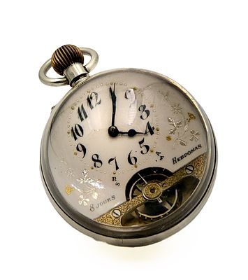 (П) Часы Стеклянный шар, HEBDOMAS (Hebdomas 8 jours), XX в. Диаметр 7 см.