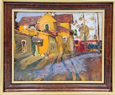 (П) Овчинников Владимир Иванович (1911—1978) - Пляж у Новгородского Кремля. 1950-е гг. Холст, ...