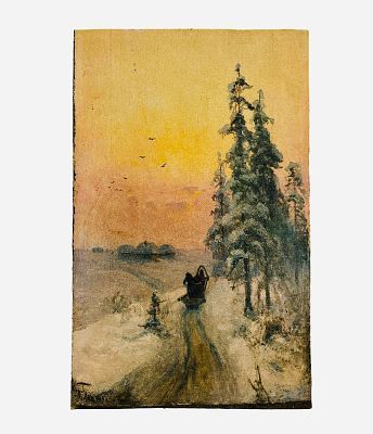 (П) Платонов Семен Сергеевич (1860 - 1925) - Зимние сани. Конец XIX - начало ХХ в. Холст на ...
