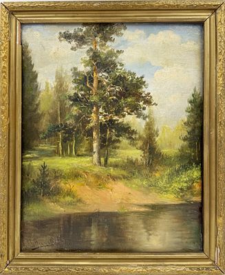 (П) [Приписывается] Федоров Семен Федорович (1867 - 1910) - Пейзаж с сосной. Конец XIX - начало ...
