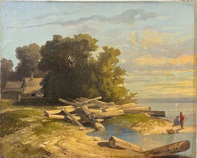 (М) Грузинский Петр Николаевич (1837-1892) - Рыбачки. 1860 г. Холст, масло. 37 х 46,5 см ...