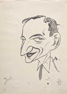[Мир Искусства] Белкин Вениамин Павлович (1884-1951) - Шарж. Бумага, тушь 34 х 24,5 см лист ...