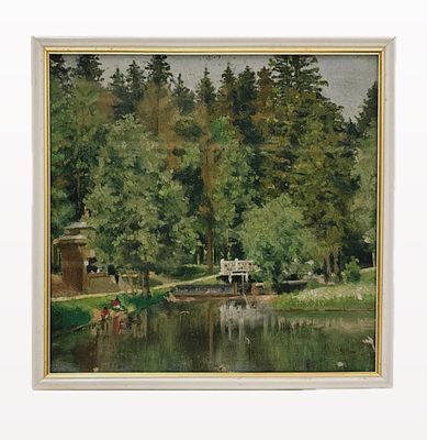(П) [Приписывается] Труфанов Михаил Павлович (1921 – 1988) - Парк Александрия. 1950-е. Холст, ...