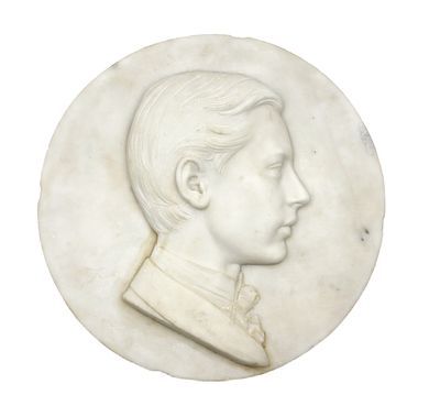 (П) Домогацкий Владимир Николаевич (1876- 1939) - Барельеф мраморный. Портрет юноши. Мрамор, ...