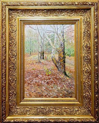 (М) Переплетчиков Василий Васильевич (1863-1918) - Берёзы. 1890-е гг. Бумага на картоне, масло. ...