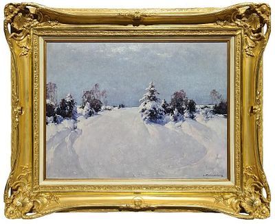 (М) Колесников Степан Федорович (1879-1955) - Зимний пейзаж. Вторая четверть ХХ в. Холст, ...