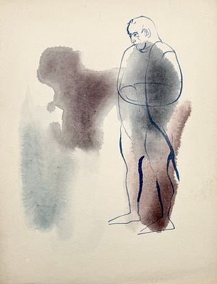 (М) Г. А. В. Траугот - Иллюстрация к "Маленьким трагедиям". 1980-е гг. Бумага, акварель, 25,3 х ...