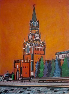 (П) Беречинский Вячеслав Валерьевич (1970 г.р.) - Тихая Москва. Картон, акрил, пастель. 70×50 ...