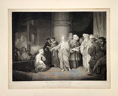 (М) Гравер Фациус по картине К.В. Э. Дютреси - Женщина обвиненная в прелюбодействе. 1800 г. ...