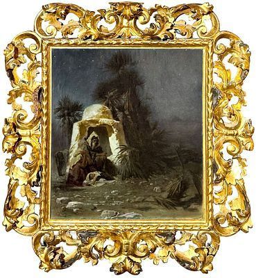 (М) Якоби Валерий Иванович (1834-1902) - Бегство в Египет. 1891 г. Холст, масло. 41,3 х 37,3 см ...