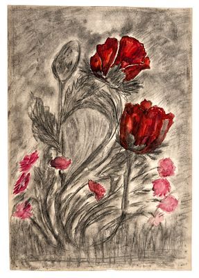 [Мир Искусства] Карев Алексей Еремеевич (1879-1942) - Маки Бумага, карандаш, акварель 48 х 33,5 ...