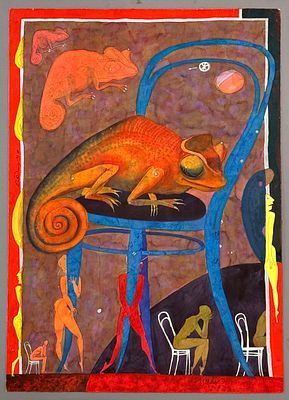 (П) Свердлов Евгений Александрович (1963 г.р) - Хамелеон. 1993 г. Бумага, авторский принт ...