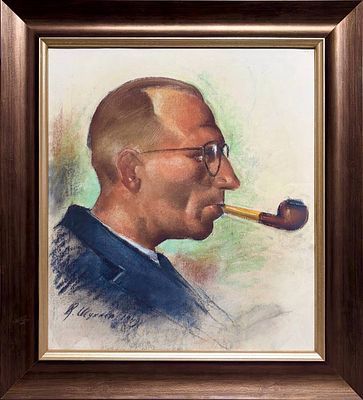 (М) Шухаев Василий Иванович (1887-1973) - Мужской портрет. 1949 г. Бумага, пастель. 48 х 42,2 ...