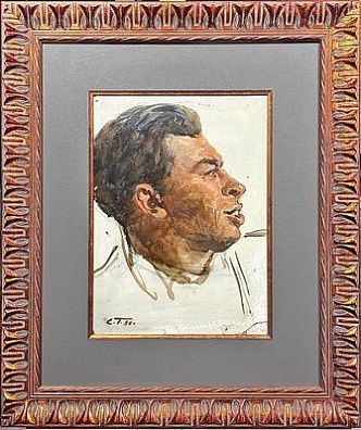 (М) Герасимов Сергей Васильевич (1885-1964) - Портрет художника Н. Горлова. 1956 г. Картон, ...