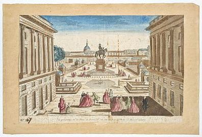 (П) Поль Андре Бассе (1785 - 1819) - Вид площади Людовика XV в Париже. 1760-1785 гг. Бумага, ...