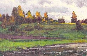 (М) Маковский Александр Владимирович (1869-1924) 
 Солнечный осенний день. 1923 г. Картон, ...