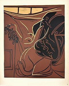 (П) Пабло Пикассо (1881-1973) - Женщины, смотрящие в окно. Лист из издания «Линогравюры ...