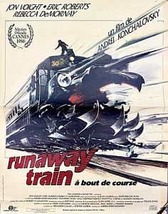 (П) Киноафиша "Сбежавший поезд" режиссера Андрея Кончаловского. 1985 г. Бумага, печать. 51 х 39 см