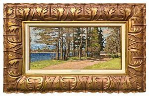 (М) Петровичев Петр Иванович (1874-1947) - Весенний день. 1916 г Картон, масло 33 х 69,5 см ...