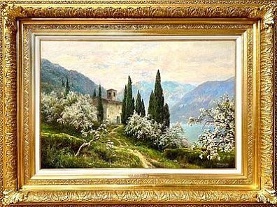 (М) *Вельц Иван Августович (1866 - 1926) - Горный пейзаж с кипарисами. 1914 г. Холст, масло. ...