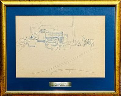 (М) Пoпков Bиктор Eфимович (1932–1974) - Погрузкa.1960-е гг. Бумага, гpaфитный кaрандaш, ...
