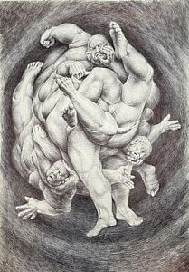 (П) Перминов Алексей Михайлович (г. р. 1972) - Серия "Танцы", 2026 г. Бумага, шариковая ручка. ...