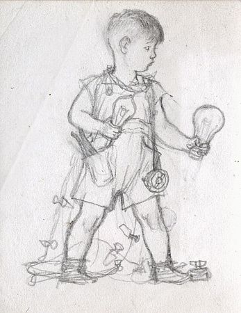 ТОП-ЛОТ. Лебедев Владимир Васильевич (1891-1967) Мальчик с лампочкой. Живые буквы. Буква "Э