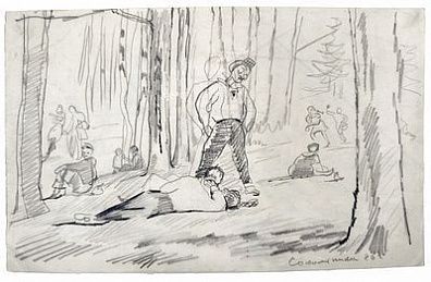 [Мир Искусства] Бруни Лев Александрович (1894-1948) - Сокольники. 1926 г. 22,5 х 36 см Бумага, ...