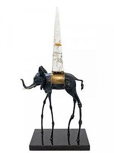 (П) Дали Сальвадор (1904– 1989) - Космический слон. 1980-е годы. Бронзовая скульптура с зеленой ...