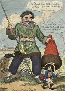 Томас Тегг (1776 - 1846) издатель 
Карикатура "The Cossack Extinguisher". 1813 г.