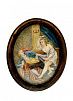 (П) Неизвестный художник - Миниатюра. 1880 г. Живопись на кости 7,5 х 6,2 см , рамка 8,8 х 7,2 см