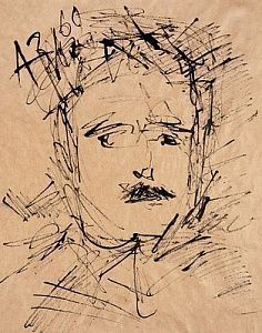 (М) Зверев Анатолий Тимофеевич (1931−1986) - Мужчина с усиками. 1969 г. Бумага, тушь, 36,5×29 ...