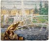 (П) Кучумов Василий Никитович (1888 — 1959) - Вид Петергофа. Первая половина XX в. картон, ...