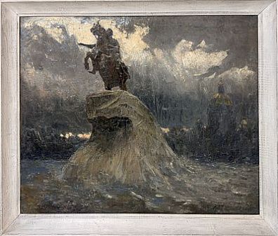 (П) Корвяков Александр Петрович (1912-1983) - Наводнение. Медный всадник, 1959 г. 129 х 96 см. ...