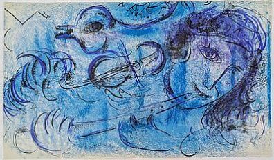 (П) Шагал Марк Захарович (1887-1985)Крысолов. 1957 г. Бумага, литография. 39 х 23 см