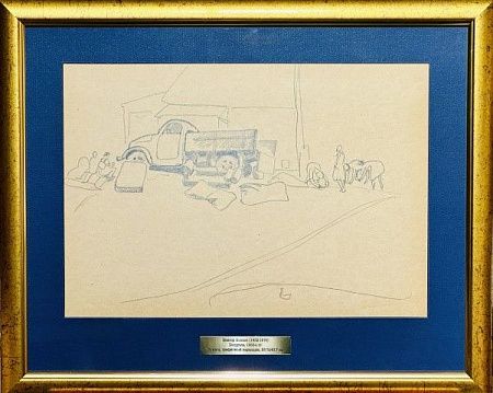 (М) Пoпков Bиктор Eфимович (1932–1974) - Погрузкa.1960-е гг. Бумага, гpaфитный кaрандaш, ...