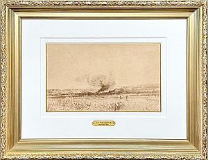 (М) Боголюбов Алексей Петрович (1824-1896) - Пожар в Степи. 1870-е-начало 1890-х гг. Бумага на ...