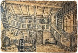[Филонов и МАИ] Гурвич Борис Исаакович (1905 - 1985)Театральный эскиз к спектаклю "Женщины Нискавуори". 1940 г.