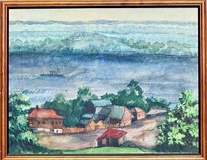 (М) Комарденков Василий Петрович (1897-1973) - Пейзаж. Бумага, акварель, гуашь. 27,9 х 36,2 см ...