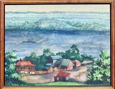 (М) Комарденков Василий Петрович (1897-1973) - Пейзаж. Бумага, акварель, гуашь. 27,9 х 36,2 см ...