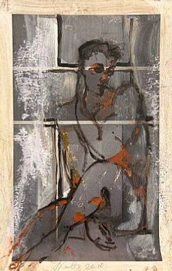 (М) Каплевич Павел Михайлович (1959 г.р.) - Мужской портрет. 2010 г. Бумага, смешанная техника. ...