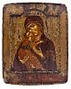 Икона. Владимирская Богоматерь. Середина XVII в. дерево, левкас, 31 х 25 см.
