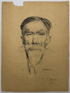 (М) Верейский Георгий Семенович (1886-1962) - Портрет Н. И. Романова. 1943 г. Бумага, ...