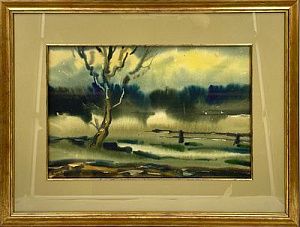 (П) [Приписывается] Константин Иванович Рудаков (1891-1949) - Туман на реке. 1930-е гг. Бумага, ...