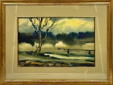 (П) [Приписывается] Константин Иванович Рудаков (1891-1949) - Туман на реке. 1930-е гг. Бумага, ...