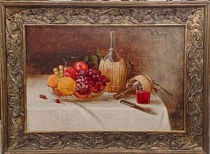 (П) Клевер Юлий Юльевич (1850 - 1924) - Пейзаж с фруктами. Холст, масло 80 х 53 см Подпись ...